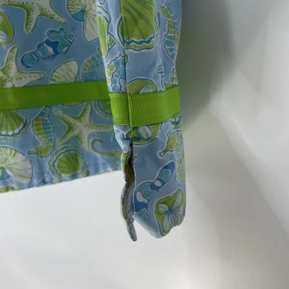 Hartstrings Reversible Dress Size 4 Girl's Blue Green Sealife and Plaid - Picture 7 of 10